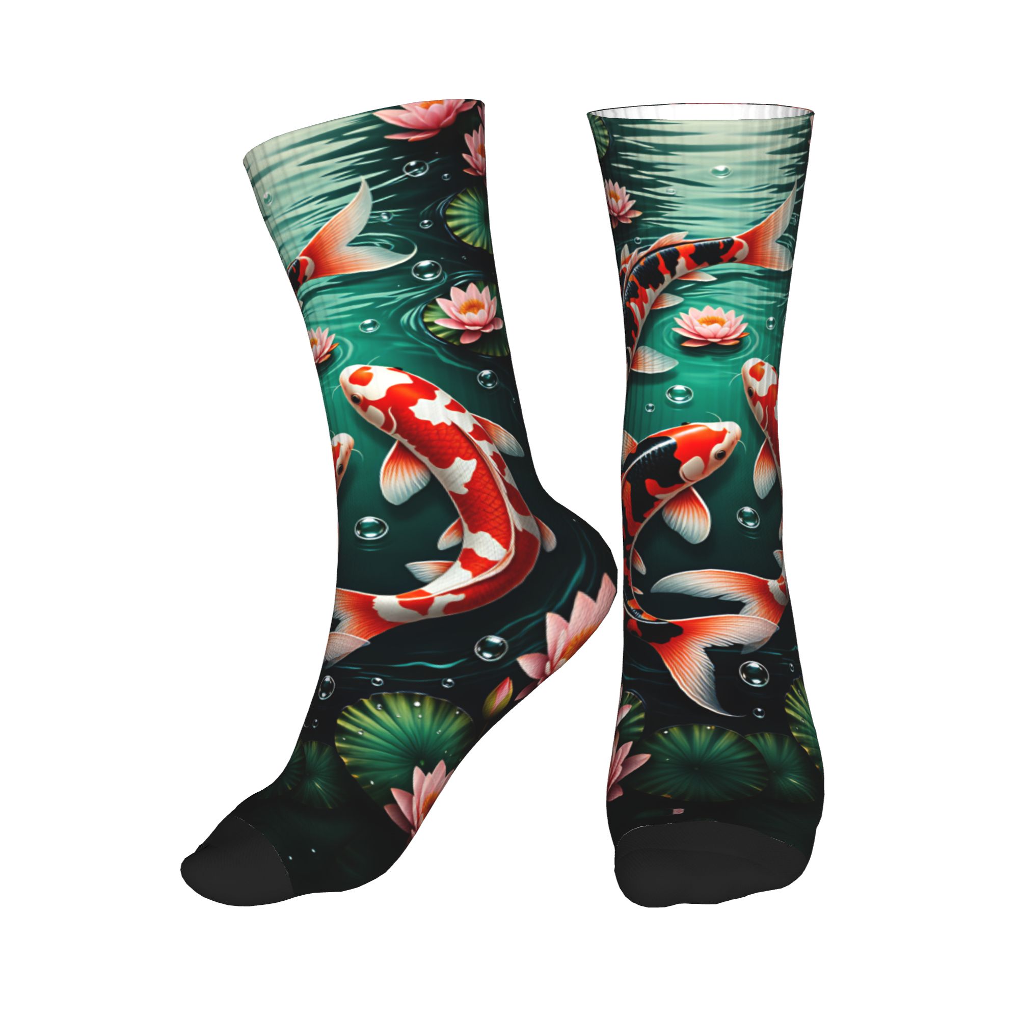 Dress Sock Men - Calzini eleganti Three Koi Lotus Dark